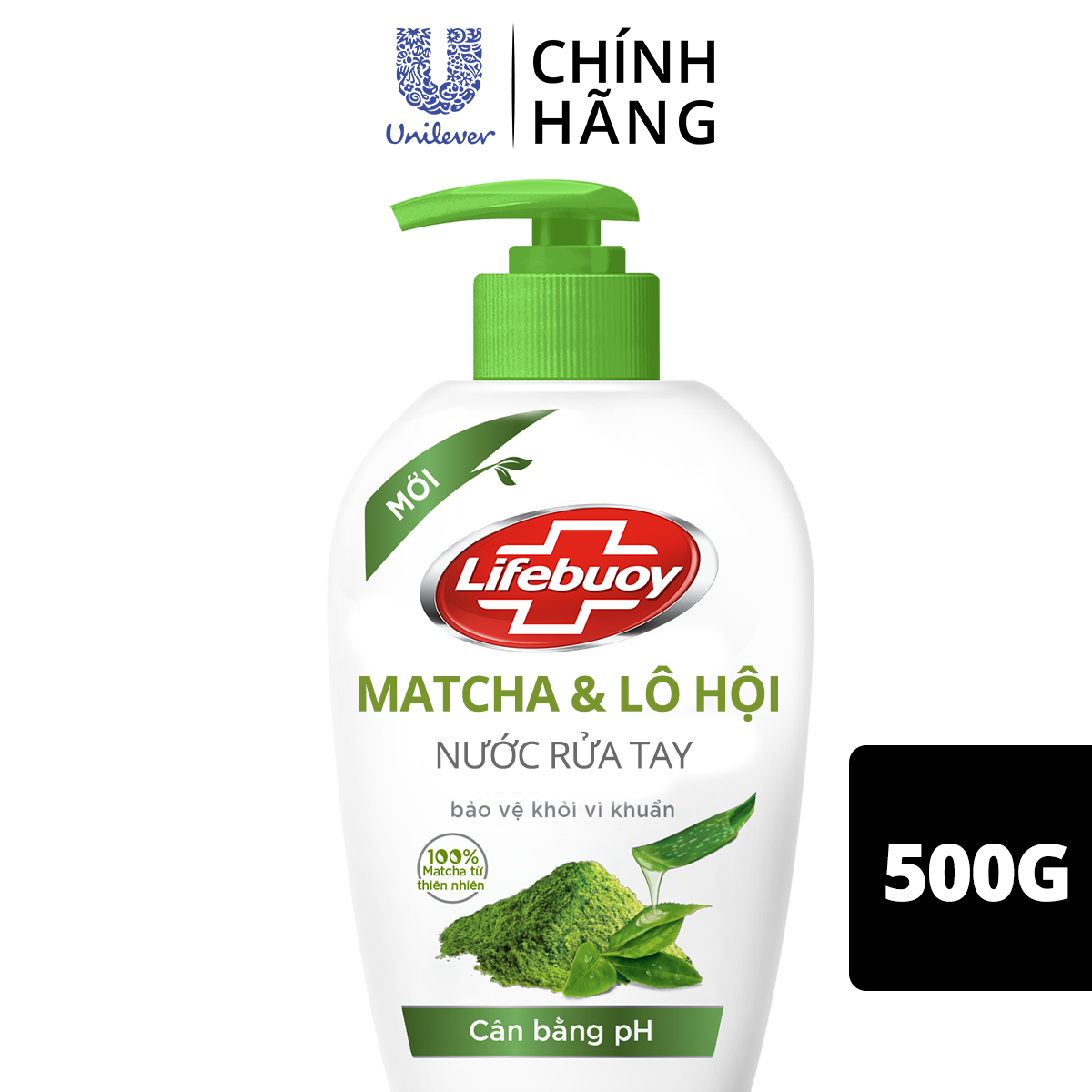 Nước rửa tay cân bằng pH Lifebuoy Matcha và Nha đam 450G