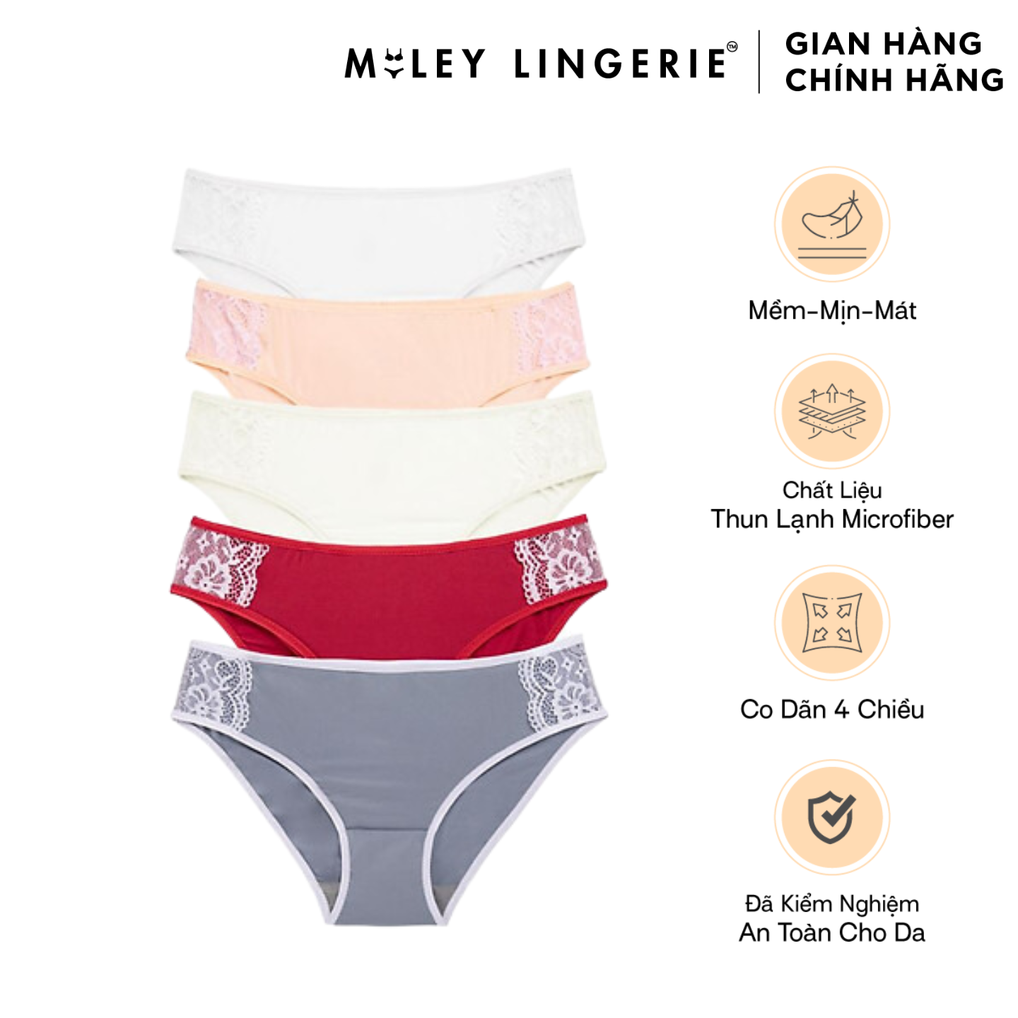 Combo 5 Quần Lót Thun Lạnh Ren Sườn Active Miley Lingerie FMM05 - Giao Màu Ngẫu Nhiên