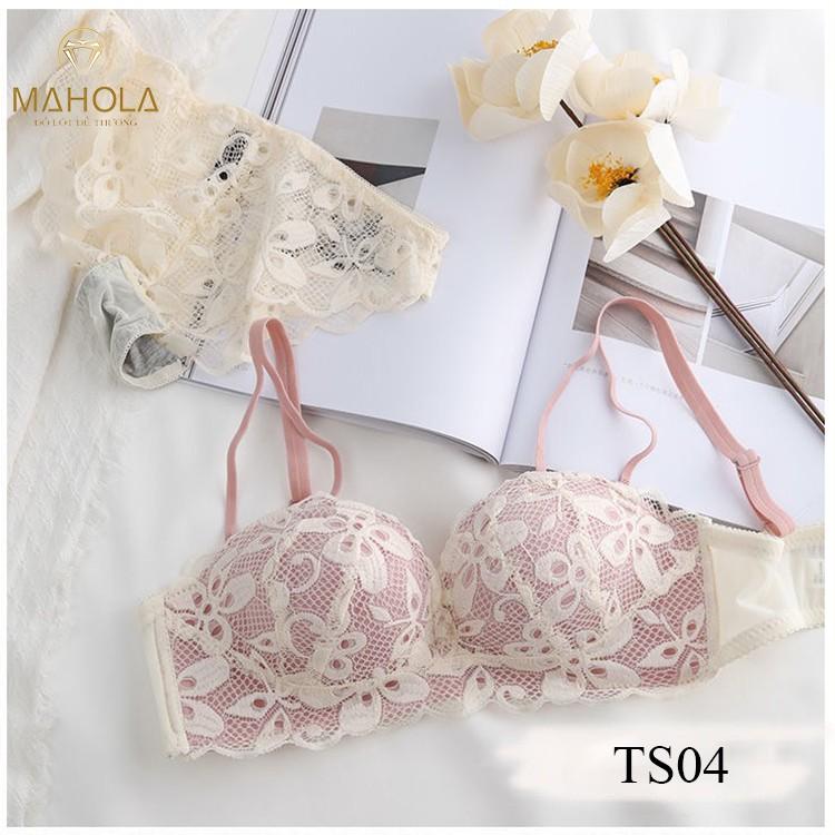 Áo Ngực Nữ không gọng mềm mại thiết kế họa tiết ren hoa sexy quyến rũ Mahola TS04