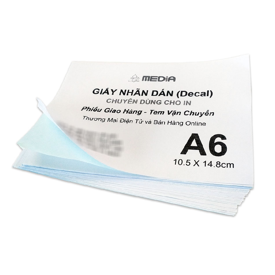 Giấy In Nhãn Dán (Decal) Media In Tem Vận Chuyển, In Phiếu Gửi Hàng A5 100 Tờ - Hàng Chính Hãng