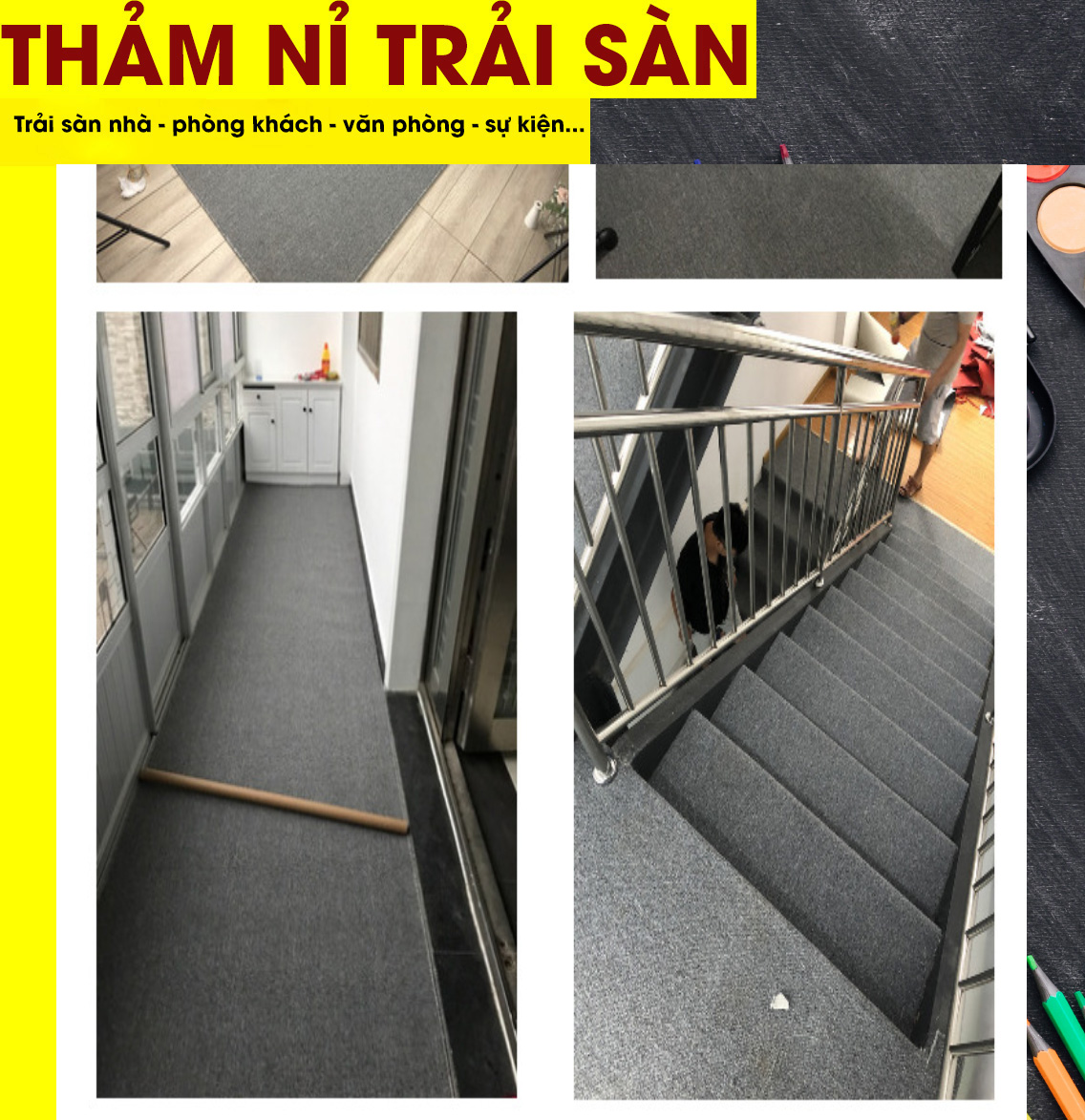 Thảm trải sàn nỉ - Thảm lót sàn trải phòng giá rẻ trải dày 3mm trải sự kiện, trải cửa hàng, phòng ngủ