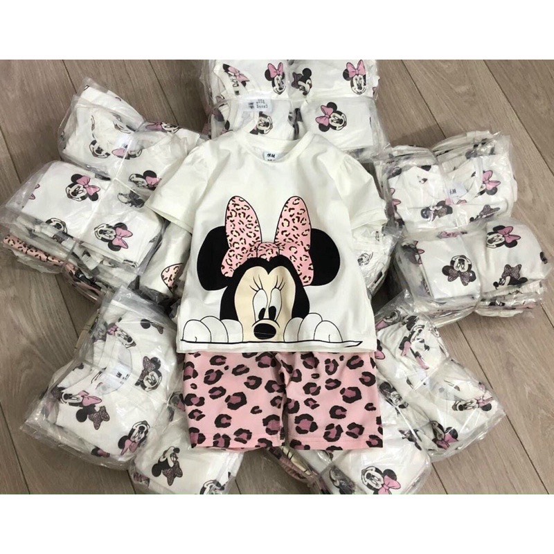 SET 2 BỘ BÉ GÁI NGẮN TAY COTTON THUN MỀM HỌA TIẾT MICKEY VẢI XUẤT DƯ THOÁNG MÁT, THẤM HÚT MỒ HÔI TỐT
