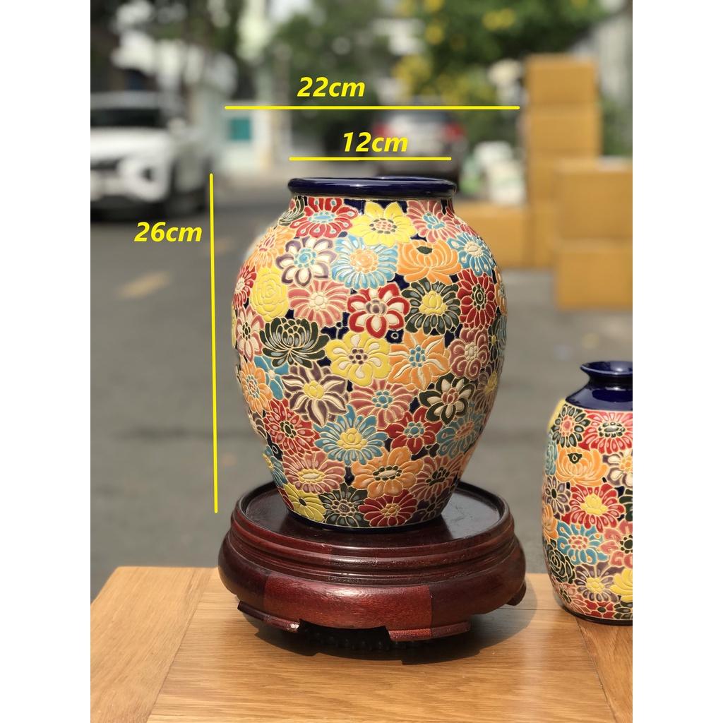 Bình Hoa Gốm sứ Bách Hoa 26cm full cổ,Trang trí cấm hoa trưng bày