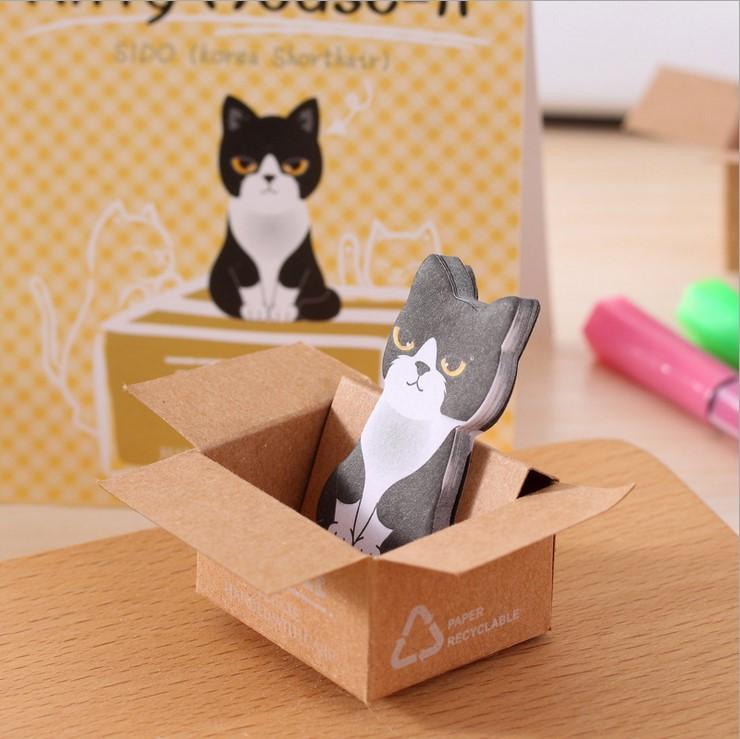 Giấy ghi chú hình con mèo đáng yêu ngồi trong thùng carton phiên bản hàn quốc PK1196
