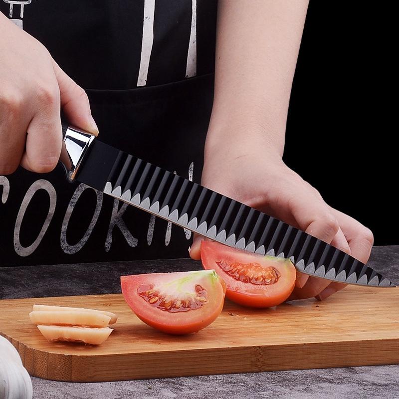 Bộ Dao + Kéo + Nạo Asakh Nhật 6 Món Làm Bếp, Lưỡi Sóng Crom Cao Cấp Ko Rỉ, Bền Đẹp
