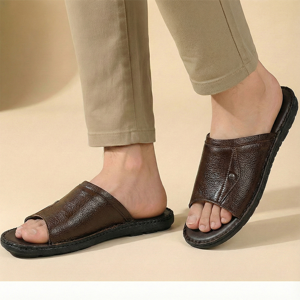 Dép Nam Quai Ngang HA NAM Da Bò Thật Cao Cấp DNA2124