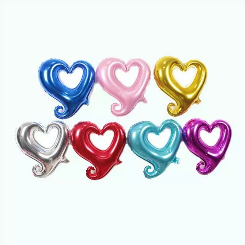 Bong Bóng Hình Trái Tim Trang Trí Tình Yêu Love Valentine Lễ Cưới Kiểu Tim Móc Rỗng Tráng Nhôm