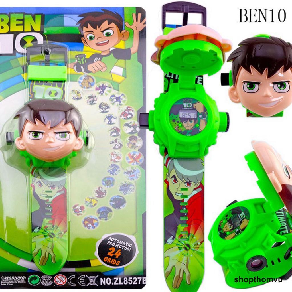 Đồ chơi đồng hồ ben 10 chiếu 24 hình khác nhau, đồ chơi đồng hồ đeo tay chiếu hình Ben Ten