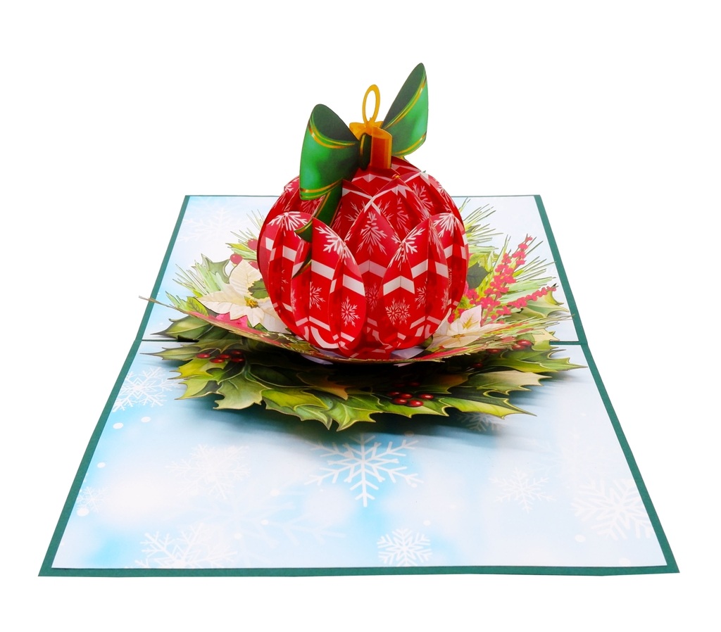 X52 - THIỆP NOEL 3D QUẢ CHÂU ĐỎ – CHRISTMAS ORNAMENT SANG TRỌNG