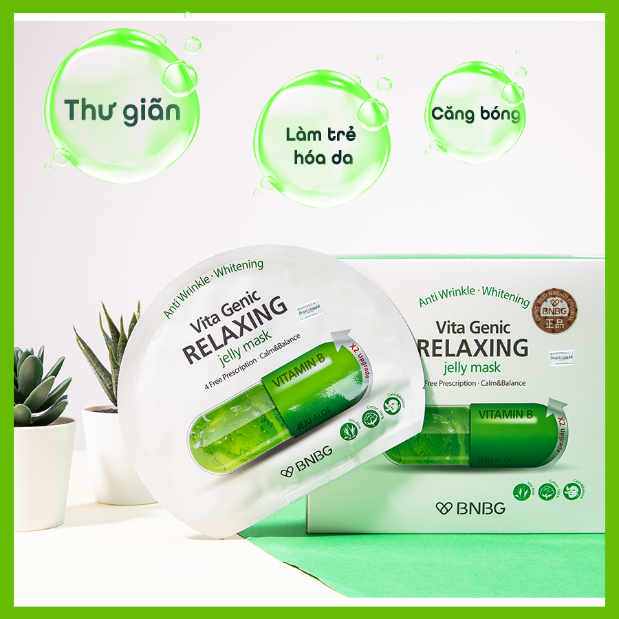 Mặt Nạ BNBG Xanh Lá Vita Genic Relaxing Jelly Mask Vitamin B Cấp Ẩm Hỗ Trợ Phục Hồi Da Hư Tổn 30ml