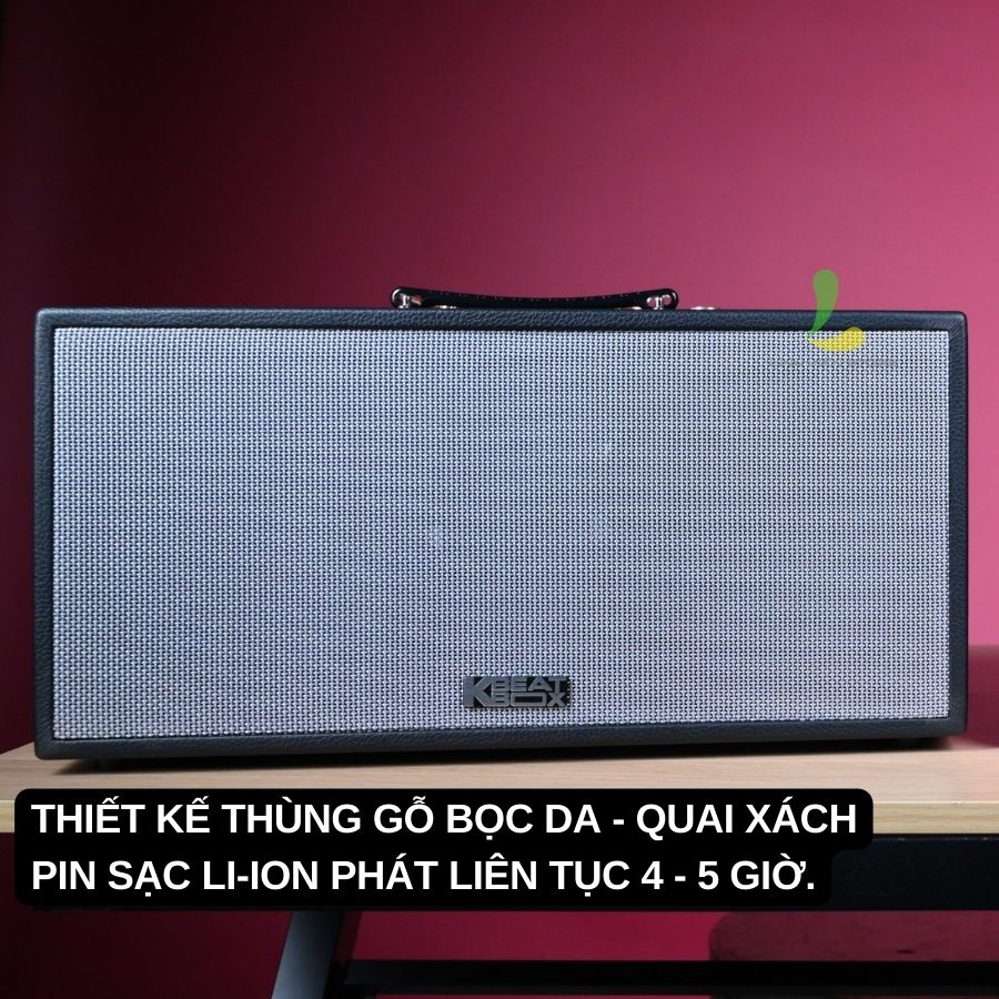 Loa kéo Acnos CS451 - Loa xách tay mini thùng gỗ bọc da công suất 250W kèm bộ đôi micro không dây nhẹ hơi, chống hú xịn - Hàng nhập khẩu