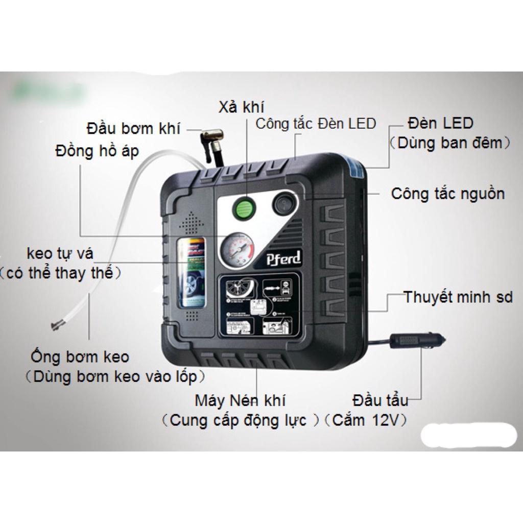 Bộ KIT bơm xe hơi 12V và keo tự vá Pferd