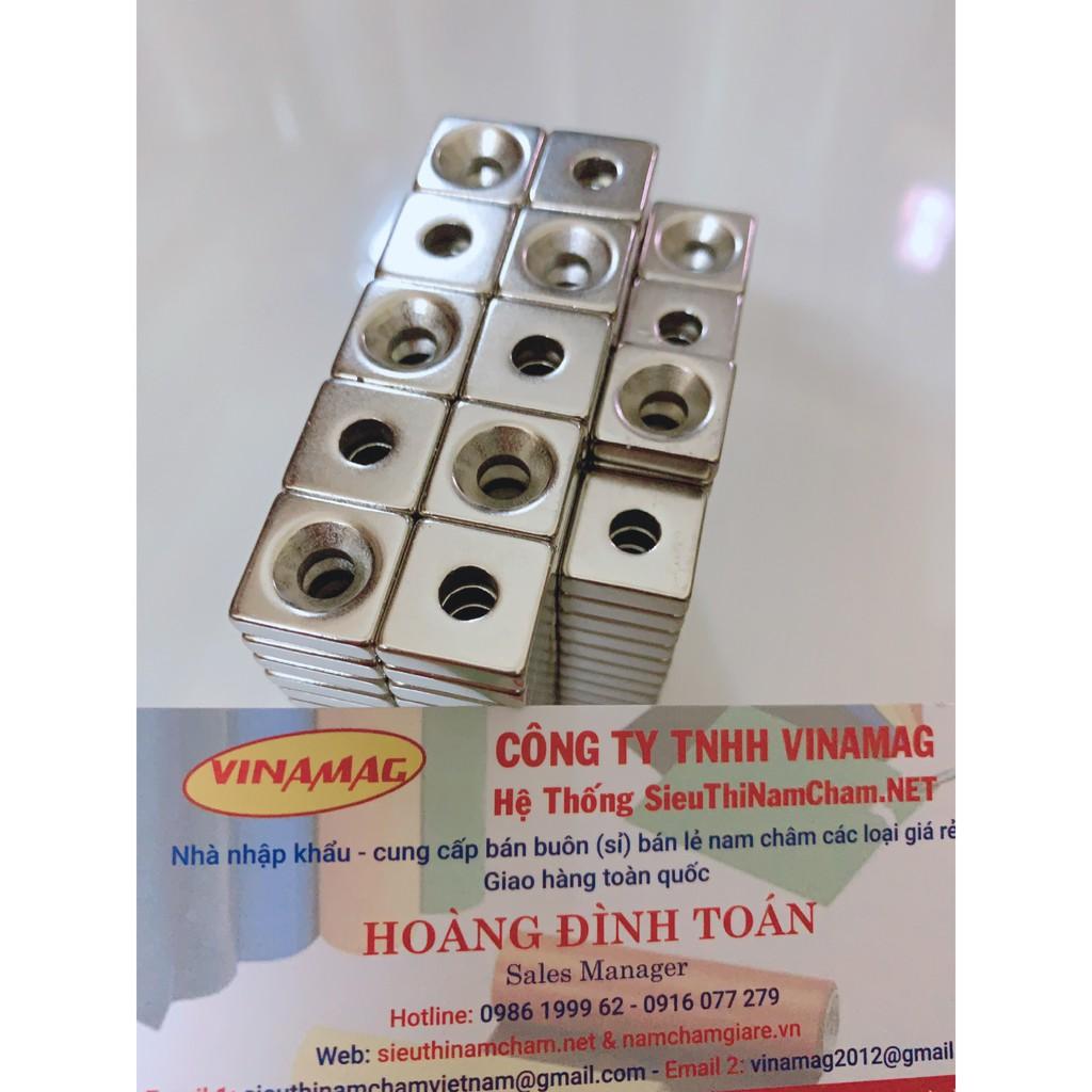 Nam châm lỗ vít 15x15x5 lỗ vát 6mm