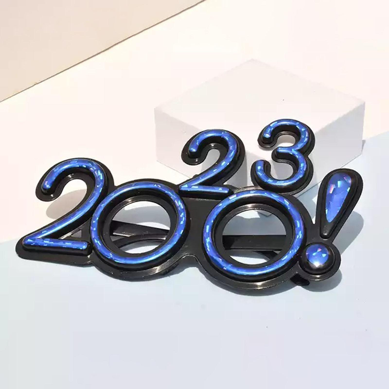 2Pcs 2023 Glitter Eyeglasses Photo Props Party Supplies