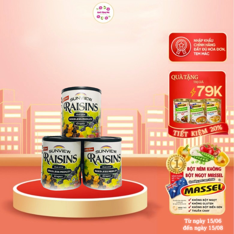 Nho khô Sunview Raisins Mỹ không hạt 3 màu - QuaTangMe Extaste