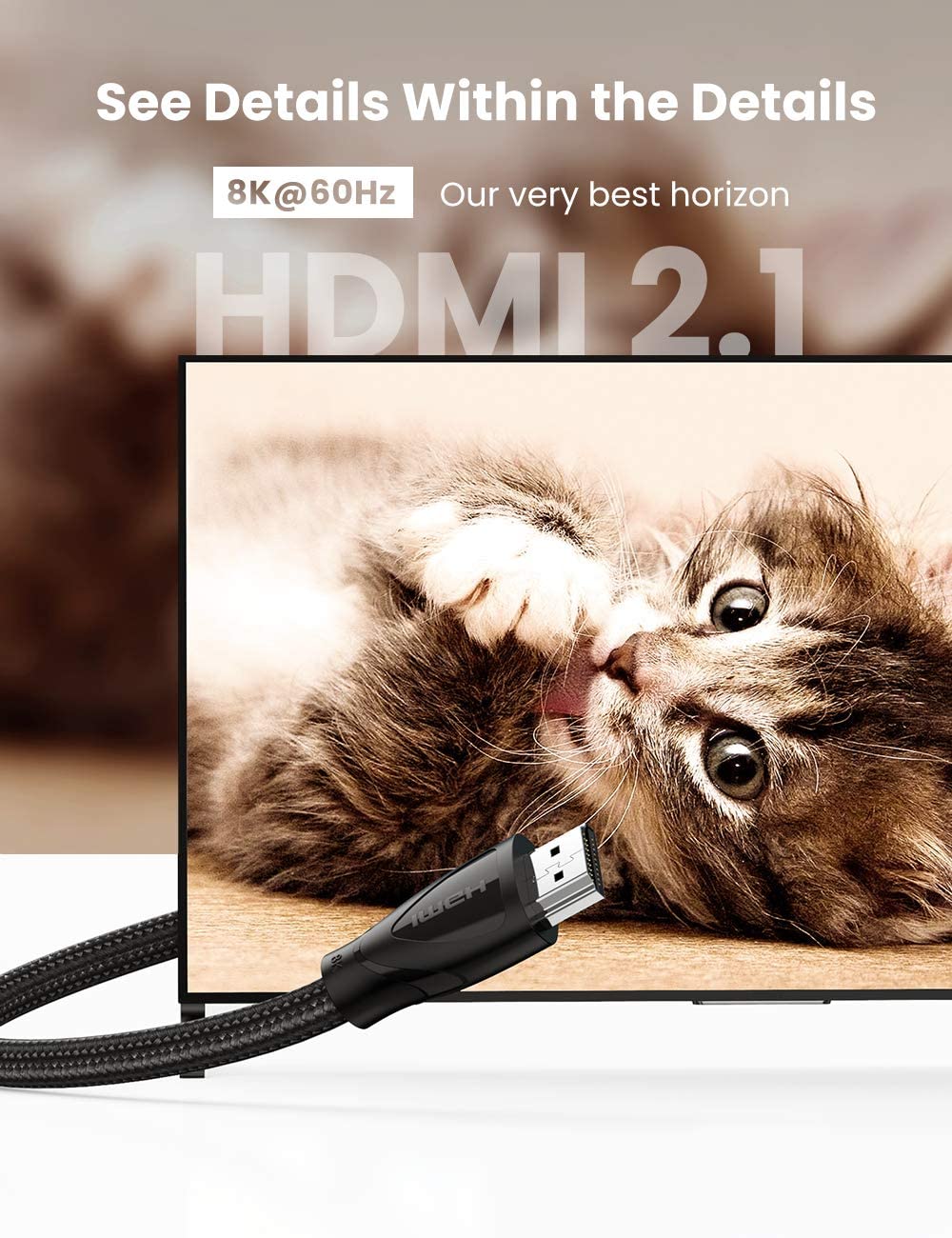 Dây cáp HDMI 2.1 hỗ trợ 8K/60Hz dài 1-2m UGREEN HD140 - Hàng chính hãng