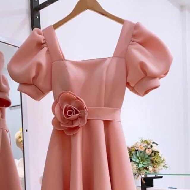Đầm xoè tiểu thư hoa eo SIÊU XINH -MS74Y -Size ML đến 57kgMM MM
