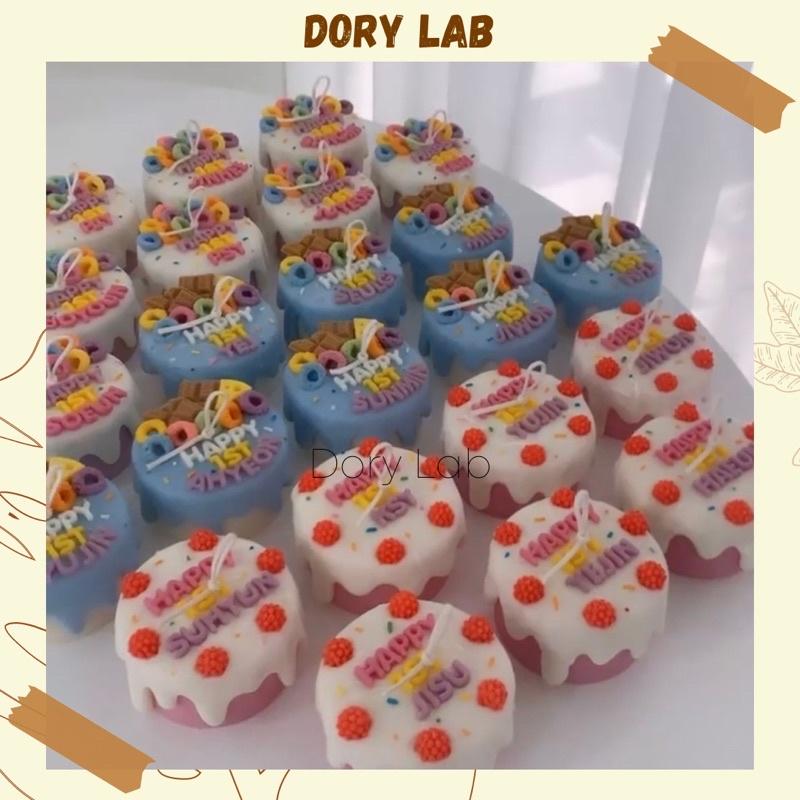 Nến Thơm Handmade Bánh Kem Kẹo Ngũ Sắc Trang Trí Chữ Theo Yêu Cầu - Dory Lab