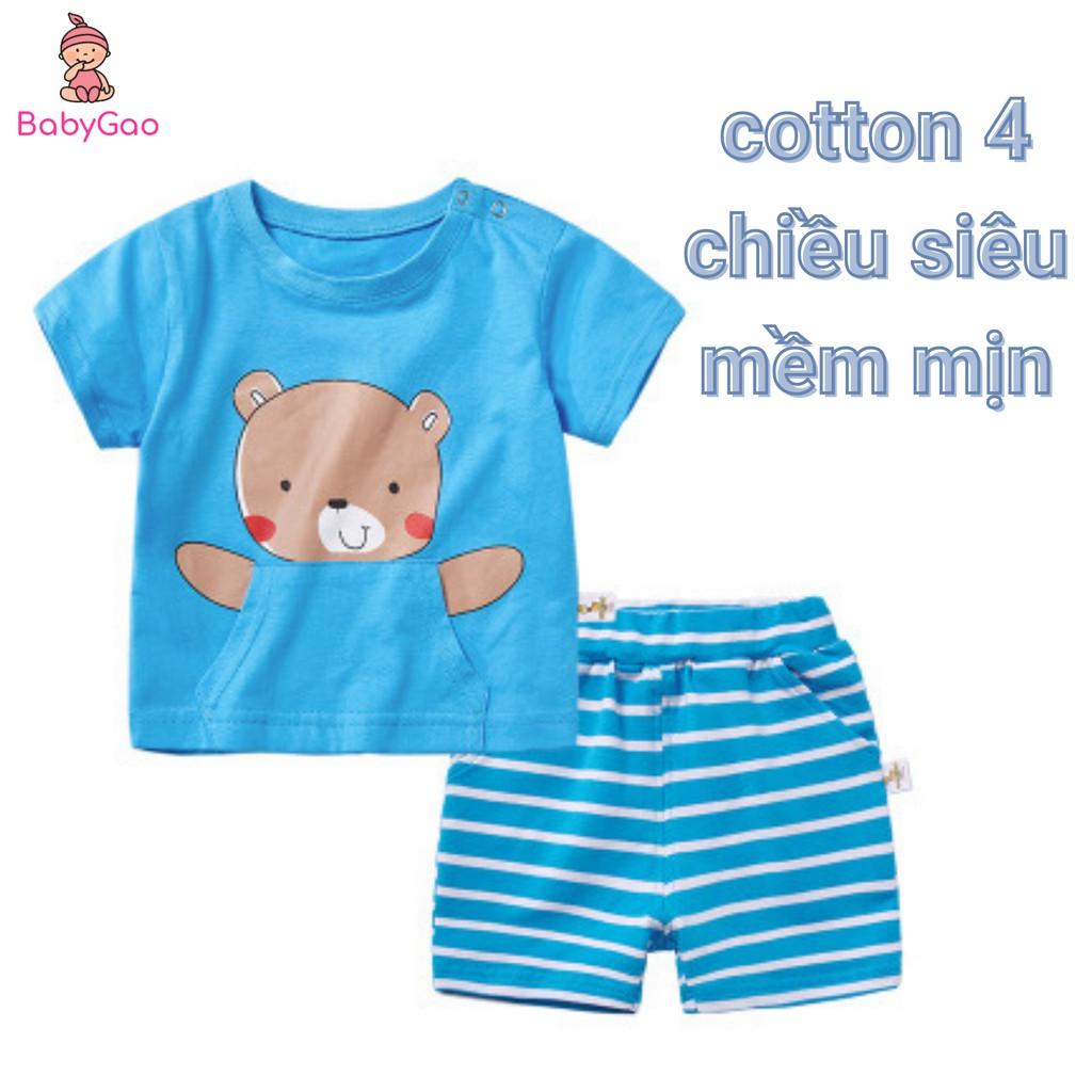 BabyGao Bộ cộc tay cho bé trai , bé gái thun cotton 4 chiều họa tiết hoạt hình cho bé (8-18Kg