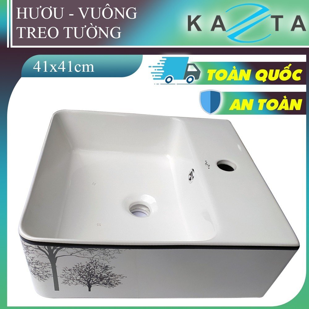 Lavabo Vừa Treo Tường Vừa Đặt Bàn Vuông Hươu Đen KAZTA KZ-CL2662