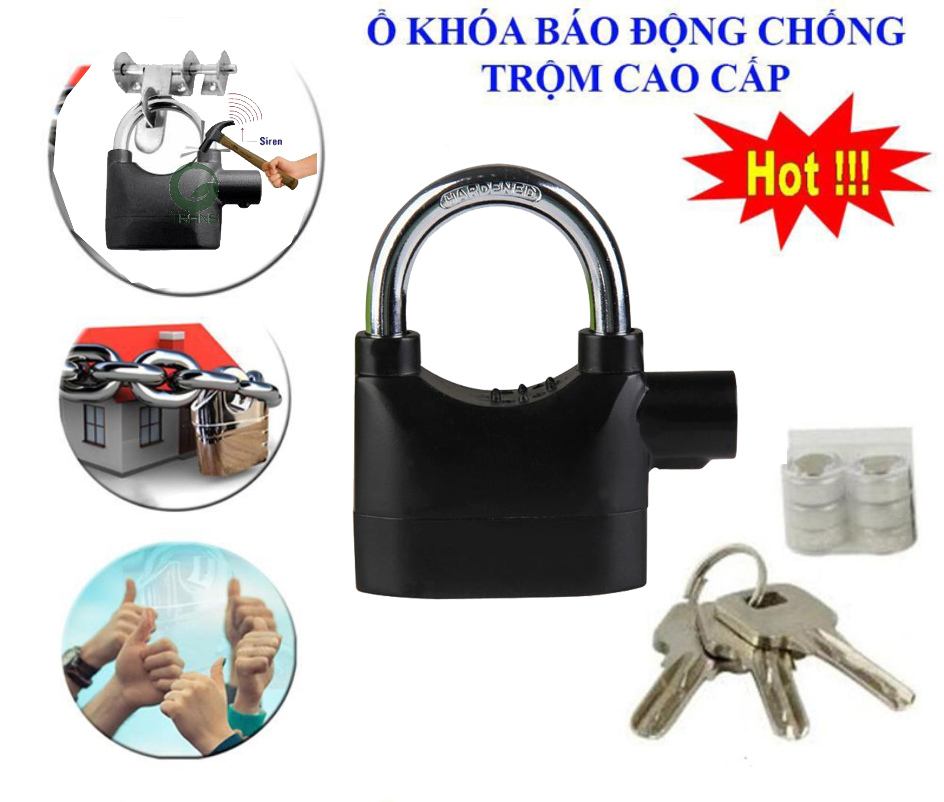 Ổ Khóa Báo Động Chống Trộm Chống Cắt, Phát Ra Âm Thanh Cực Lớn HBH