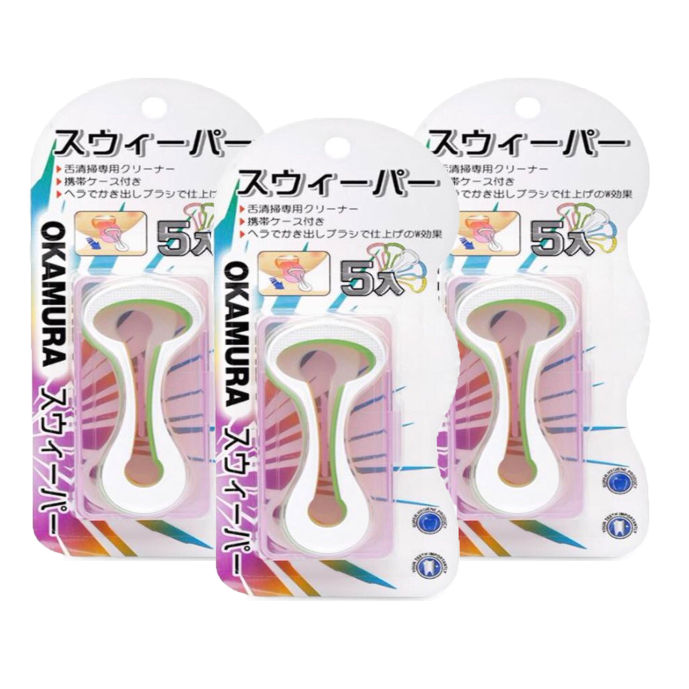 Combo 3 gói dụng cụ cạo lưỡi cao cấp Nhật gói 5 chiếc - Okamura (Japan)