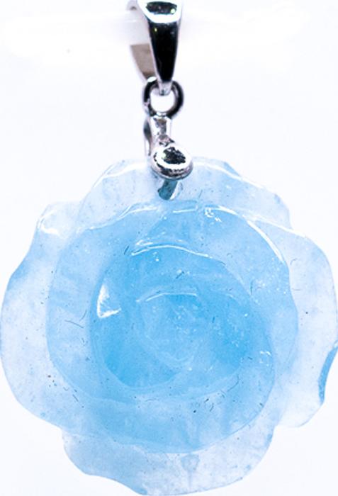 Mặt dây chuyền hoa Mẫu đơn Ngọc Hải Lam PDPAQU01 - Vietgemstones