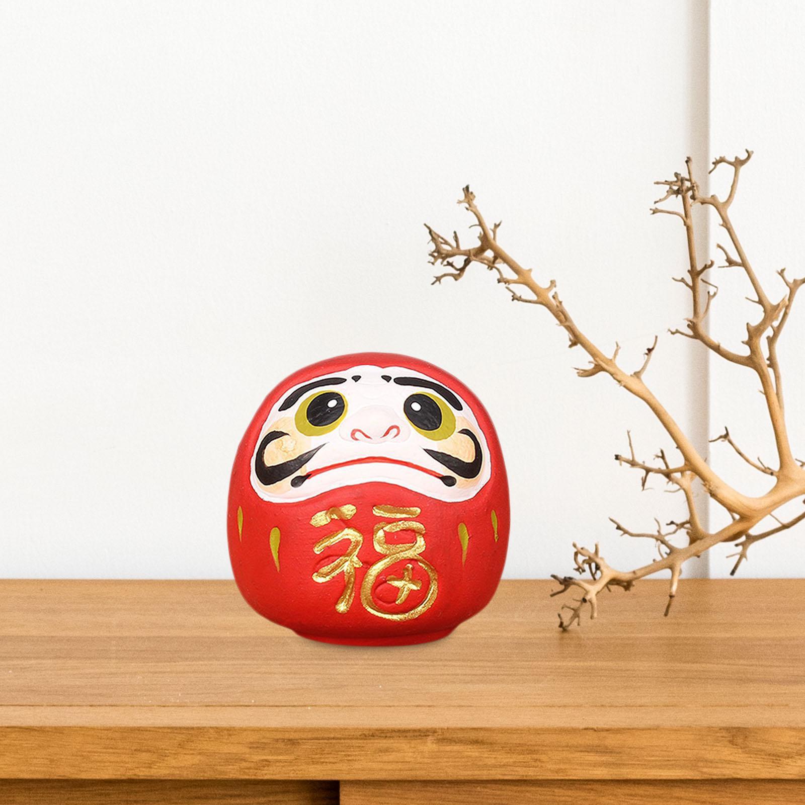 Daruma Doll Statue Craft Decorative for Table Bookshelf Decor White