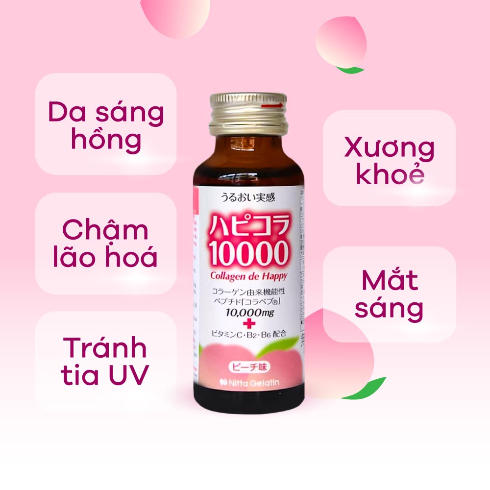 Collagen nước đậm đặc De Happy 10.000 mg ( Nhật ) Tăng sức độ đàn hồi, giảm nếp da, làm chậm quá trình lão hóa da, khớp, tăng cường sức khỏe tổng thể - QuaTangMe Extaste