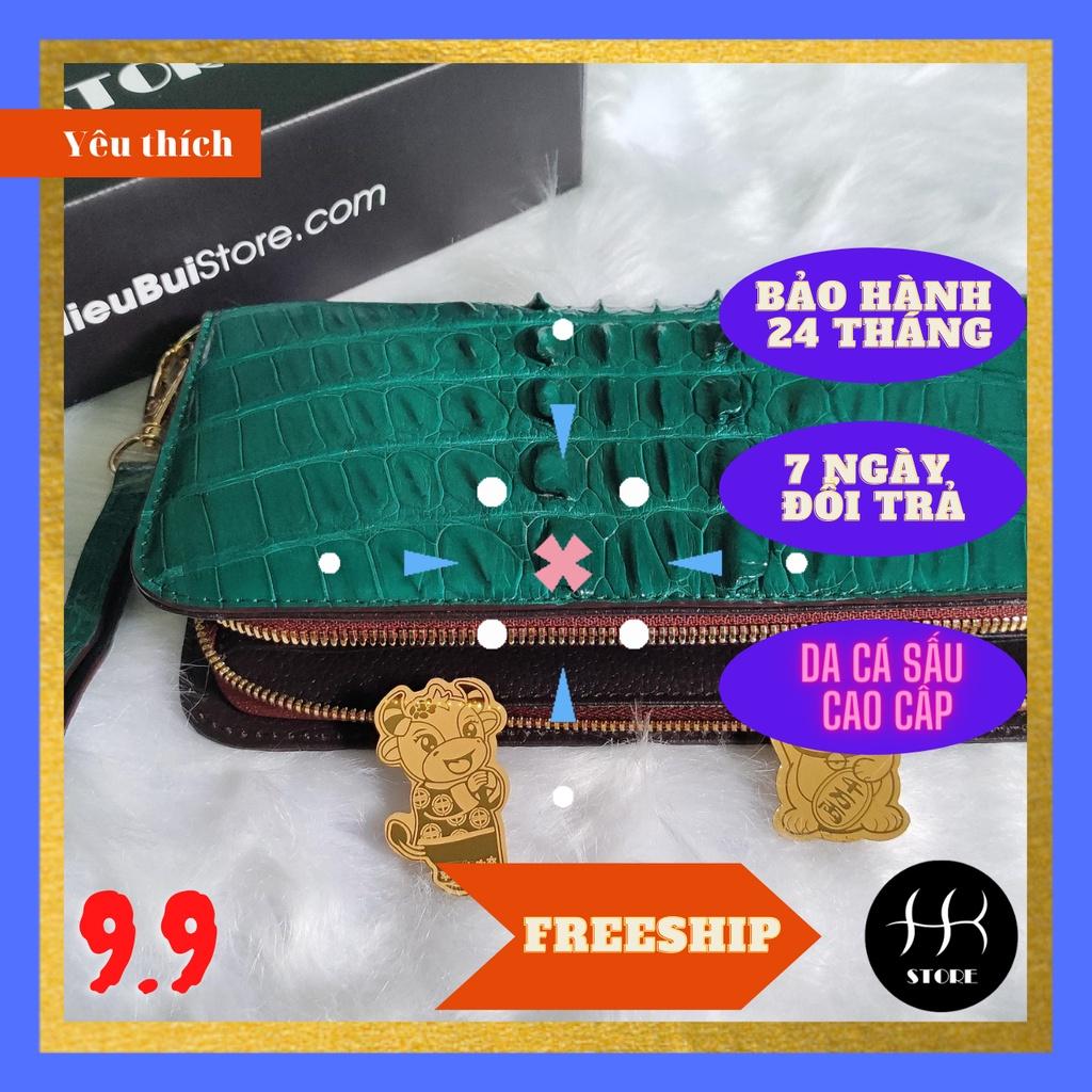 Ví Cầm Tay 1 Khóa Clutch Da Cá Sấu Cao Cấp Màu Xanh