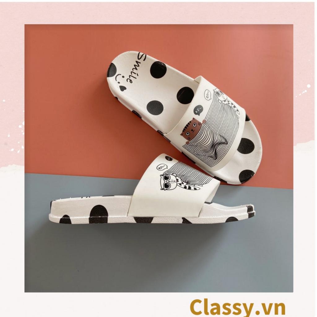 XẢ KHO Dép quai ngang nam nữ Classy họa tiết chấm bi đáng yêu, siêu êm, siêu bền G1120
