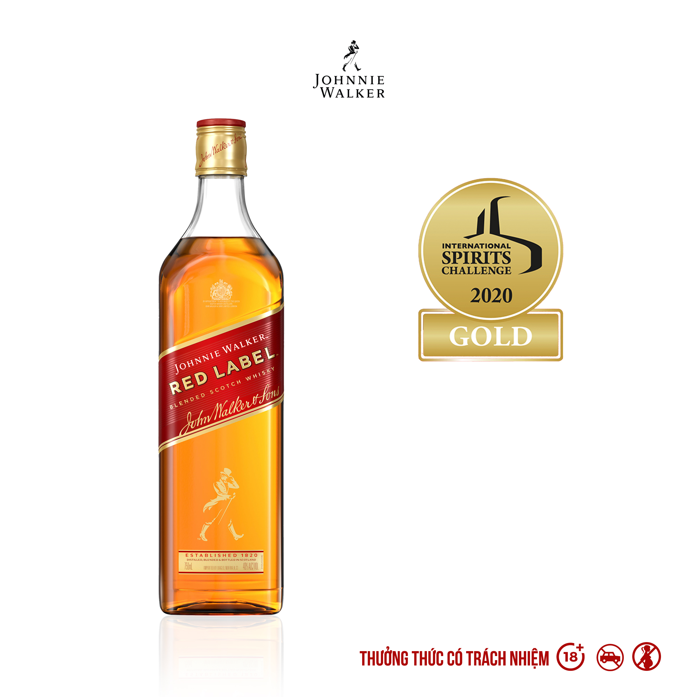 Rượu Johnnie Walker Red Label Blended Scotch Whisky 40% 750ml [Không Hộp]