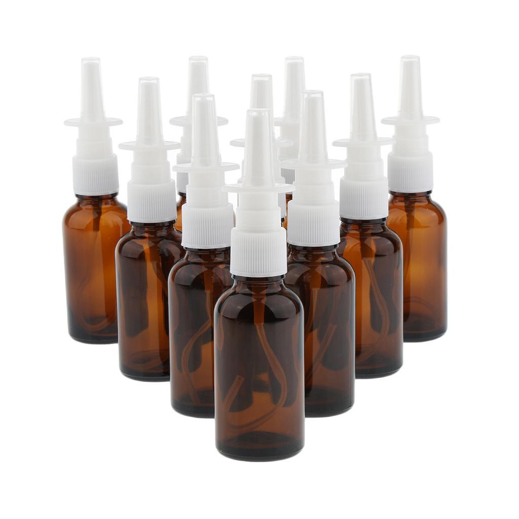 20 Pieces 30 Ml Empty Nasal Spray Bottle, Fine Glass Mist Bottle, Sterile Nasal Spray for on The Go Amber / Clear