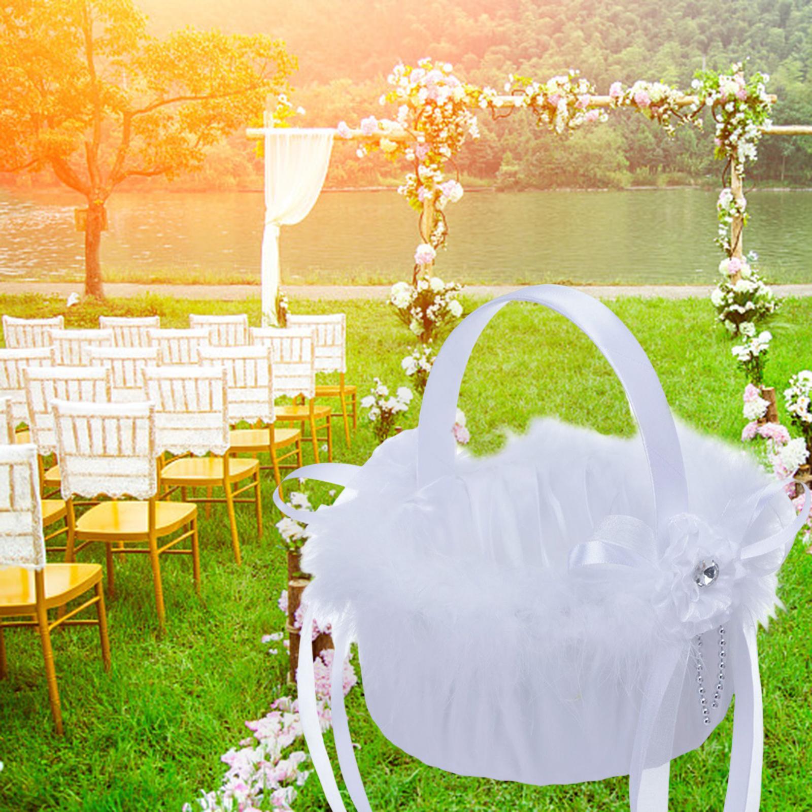 Flower Girl Basket Decor Elegant Multipurpose for Bridesmaid Bride Ceremony