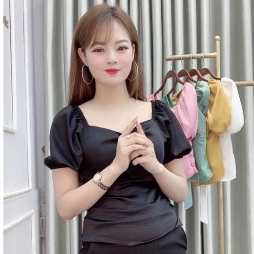 Áo bánh bèo cổ tim có nơ. hất liệu đũi, mềm, min, mát, không nhăn, size 40-60kg, mặc đi làm, đi chơi đều xinh