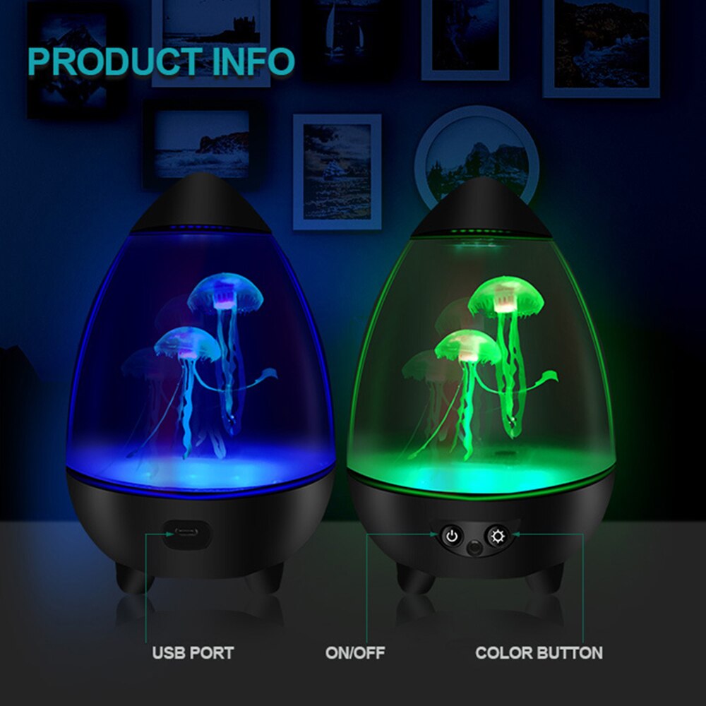 Đèn ngủ LED đổi màu RGB Jellyfish Tank Night Lamp Light with Remote Controller