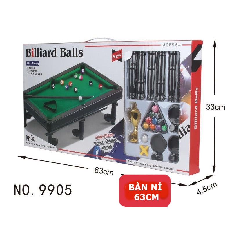 Bàn bi-a lót nỉ size 63cm giải trí