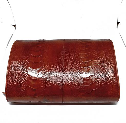 Túi đeo da đà điểu Huy Hoàng da chân màu nâu đỏ HT6417