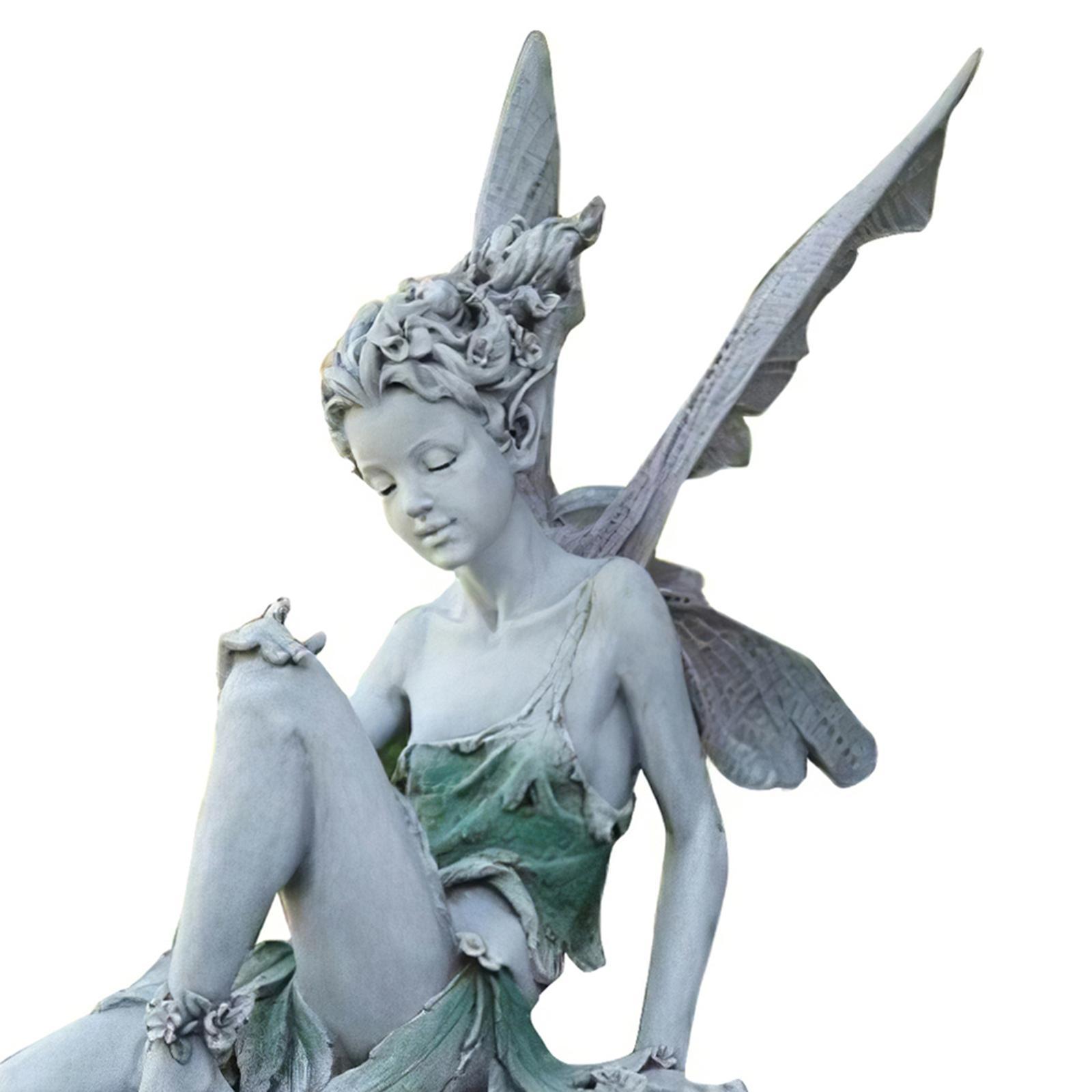 2pcs Fairy Statue Pond Figurine Home Sculpture Ornament Landscaping Craft