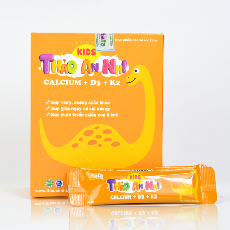 KIDS THẢO AN NHI CALCIUM+D3+K2 - Hỗ trợ phát triển chiều cao ở trẻ - Hộp 20 gói -