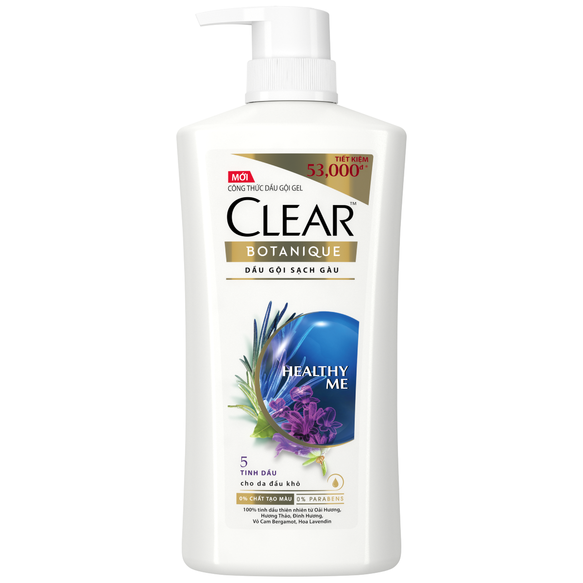 Dầu Gội đầu Clear Botanique 5 Tinh Dầu Cho Da Đầu Khô Với 3X Sức Mạnh Đánh Bay Gàu Nhờn Ngứa 630g