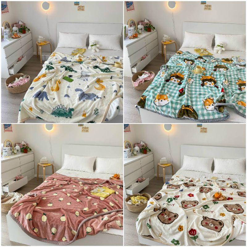 Chăn lông tuyết, chăn nhung tuyết sữa thu đông 1 lớp, mền lông tuyết size 2mx2m2