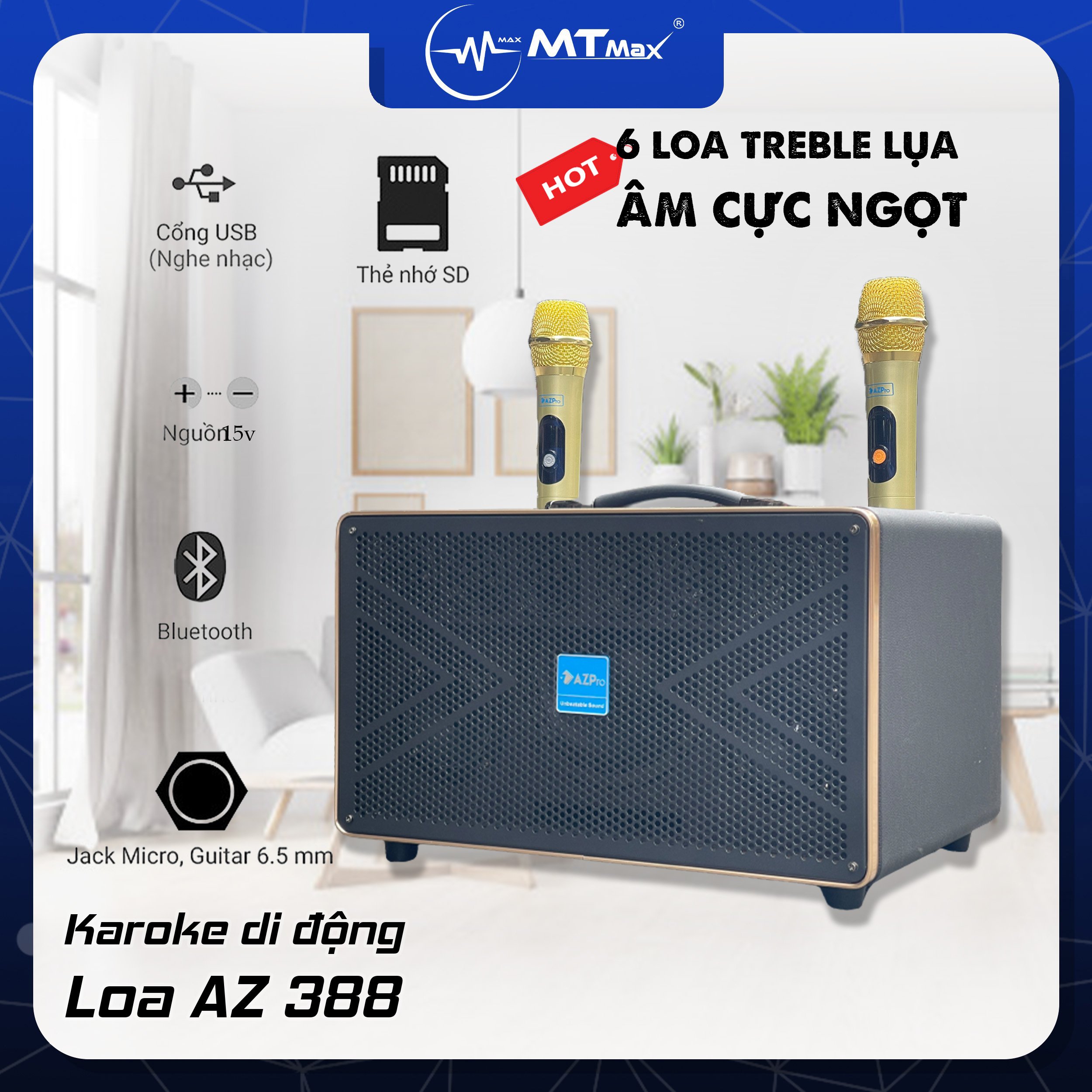 Loa di động AZPRO AZ 388 karaoke CHẤT LƯỢNG CAO âm thanh cực chi tiết