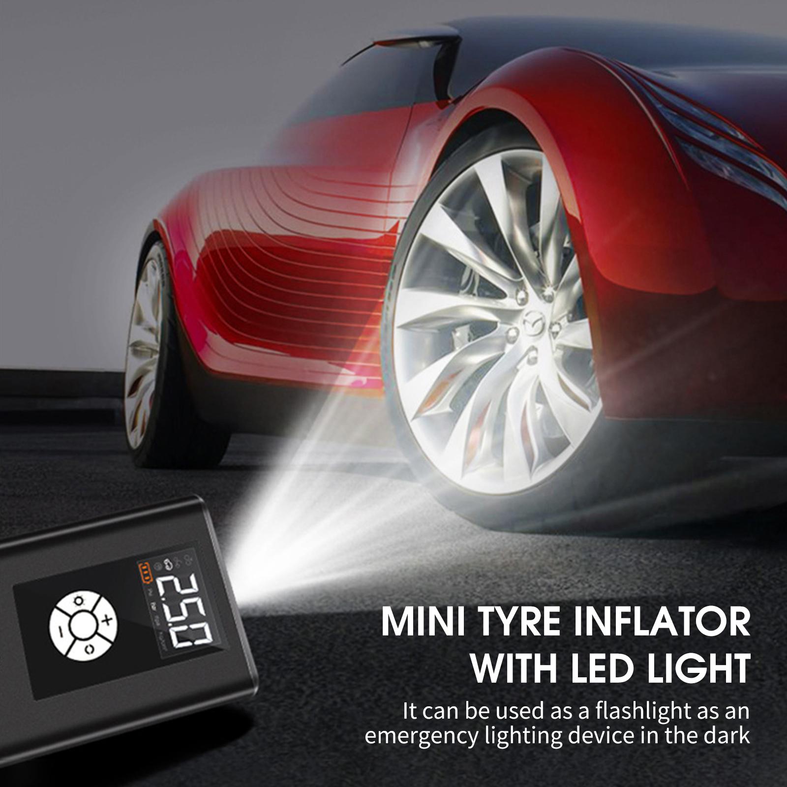 Máy Bơm Hơi Mini Không Dây 120Ps Với Đèn Led Pin Có Thể Sạc Lại 4000Mah