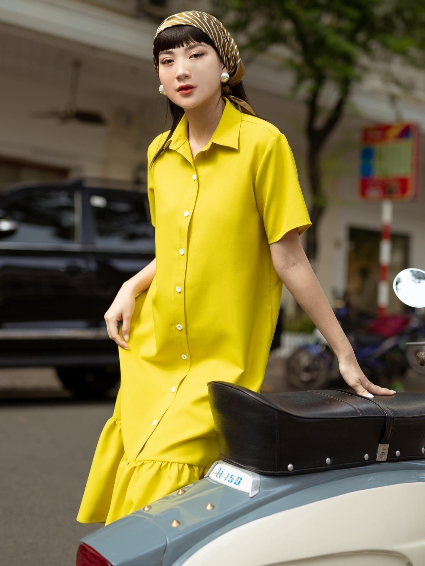Đầm babydoll vàng chanh ngắn tay NGADO