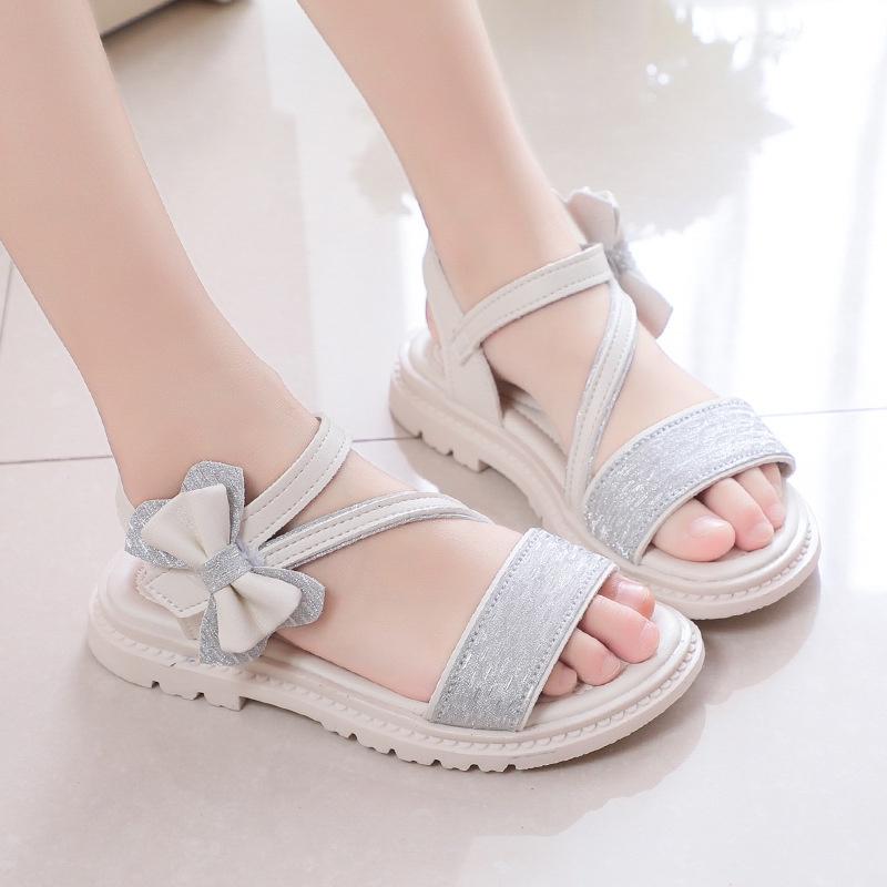 Dép Sandal Bé Gái Từ 2-15 Tuổi Đính Nơ Dễ Thương Đế Êm Chống Trơn Trượt Phong Cách Công Chúa Hàn Quốc D53