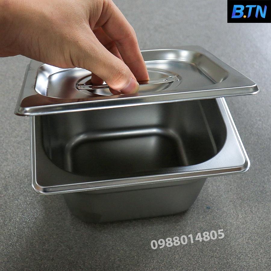 Khay đựng thạch trà sữa, khay topping 1/6 sâu 10 chất liệu inox cao cấp đựng thực phẩm BTN