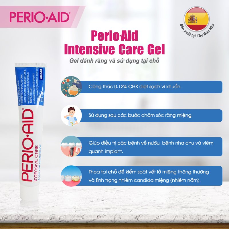 Gel đánh răng kháng khuẩn giảm nha chu, viêm nướu, viêm quanh răng implant Perio-Aid 75ml