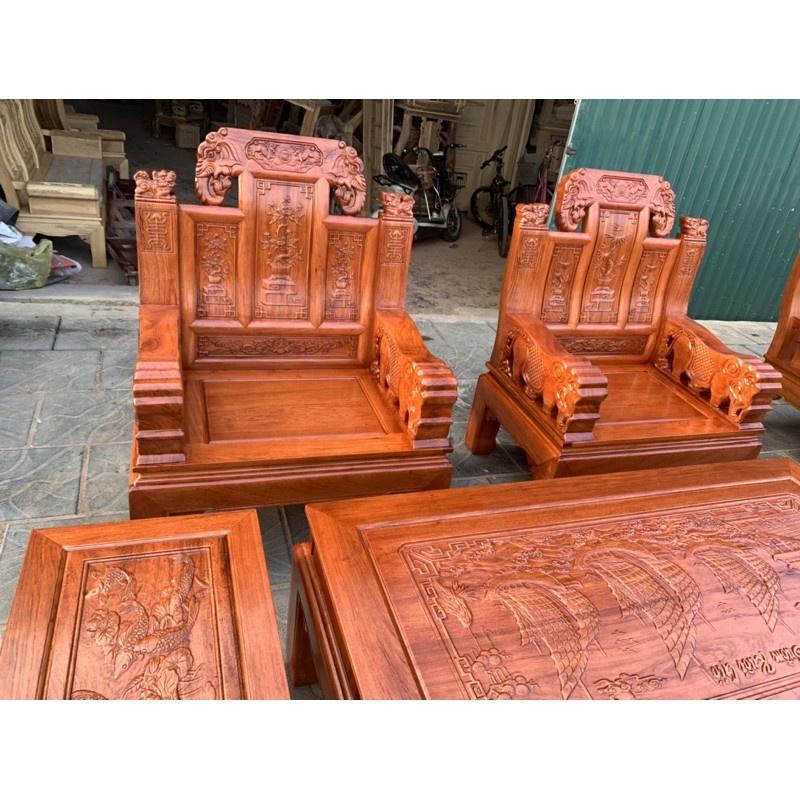 Bộ Bàn Ghế Âu Á Trương Voi Tay Voi Đặc Gỗ Hương