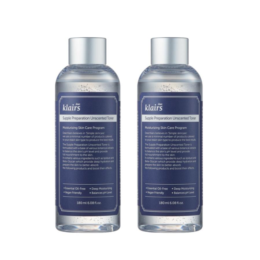 Combo 2 Nước hoa hồng Dear, Klairs Supple Preparation Unscented Toner 180ml